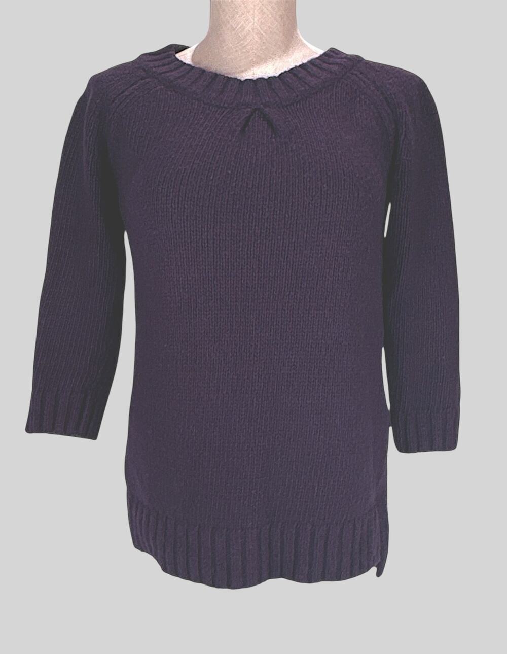 Lands' End Cashmere Lambswool Sweater Purple SMALL Boxy Cropped Soft